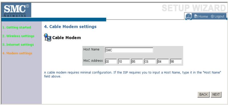 SMC WBR14T-G - Cable Modem Settings - 1