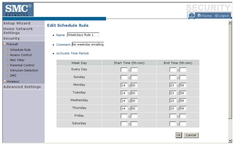 SMC WBR14T-G - Edit Schedule Rule - 1