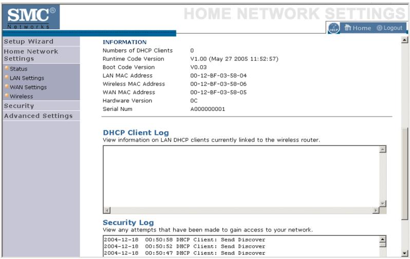 SMC WBR14T-G - Home Network Settings - 2
