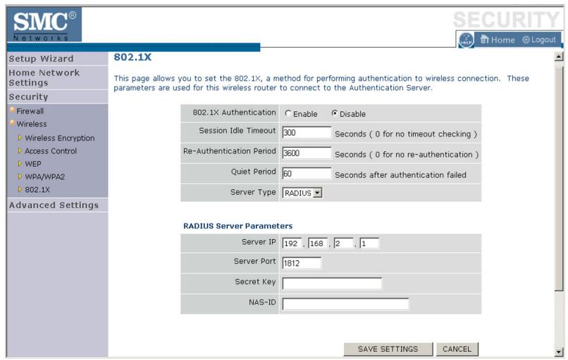 SMC WBR14T-G - 802.1X - 1