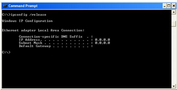 SMC WBR14T-G - In the Command Prompt window, type "IPCONFIG /RELEASE" and press the Enter key. - 1