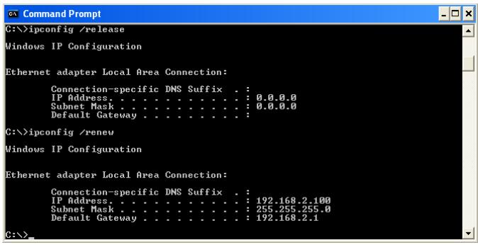 SMC WBR14T-G - In the Command Prompt window, type "IPCONFIG /RELEASE" and press the Enter key. - 2