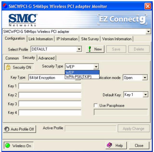 SMC WPCI-G - Security Tab - 1