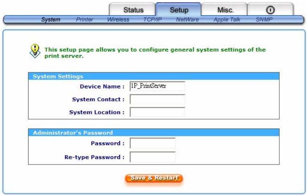 SMC WPS-G - System Setup - 1