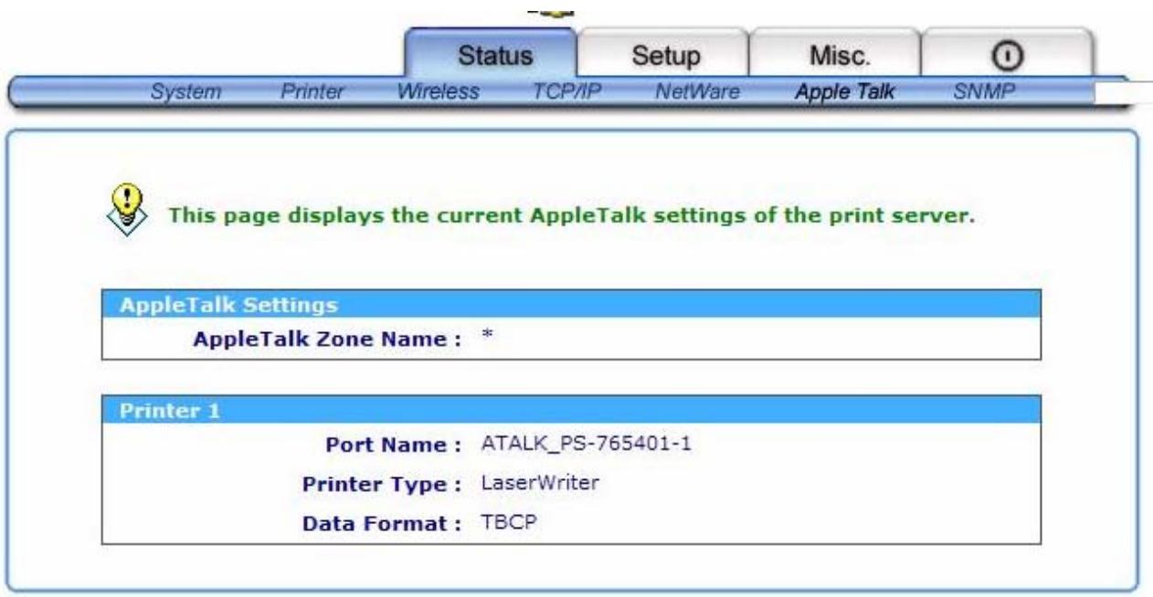 SMC WPS-G - AppleTalk Status - 1