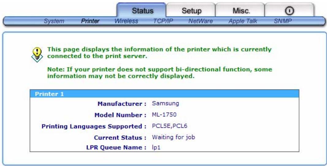 SMC WPS-G - Printer Status - 1