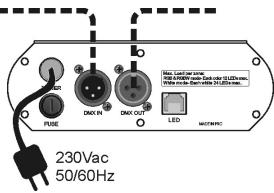 JBSYSTEMS LIGHT LD-POWER 120 - Electrische installment van de DMX ingangen: - 3