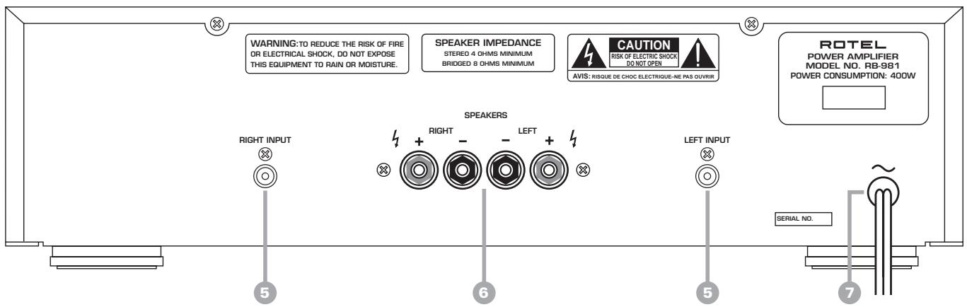 ROTEL RB-981 - The unit must be connected to a power supply only of the type and voltage specified on the rear panel of the unit. - 3