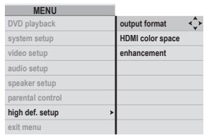ROTEL RDV-1093 - High Definition Setup Menu - 1
