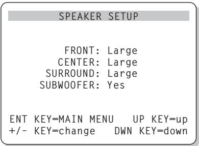 ROTEL RSP-976 - SPEAKER SETUP Menu - 1