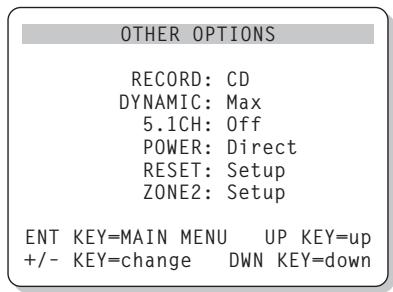 ROTEL RSP-976 - OTHER OPTIONS Menu - 1