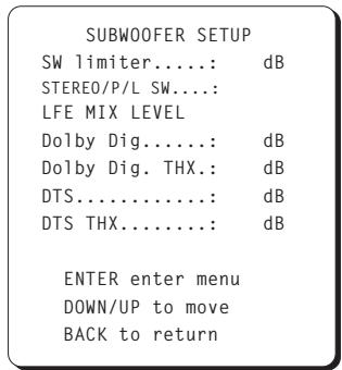 ROTEL RSP-985 - Subwoofer Setup Menu - 1