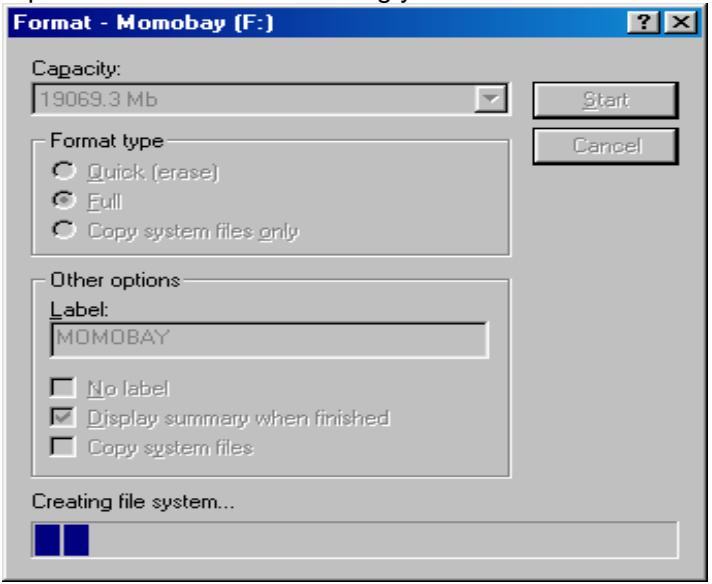TVIX HD M-4100SH - Making a Partition and Formatting the HDDs under Windows 98SE / ME - 5