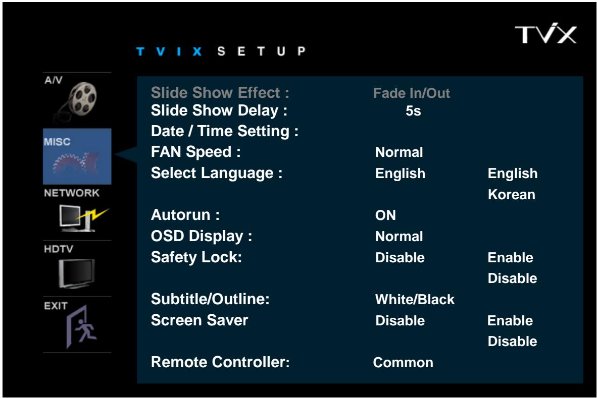 TVIX HD M-4100SH - MISC Setting - 1
