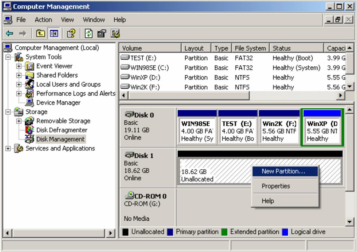TVIX HD M-5000U - Making a Partition and Formatting the HDDs under Windows 2000 / XP - 1