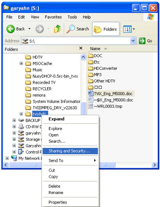 TVIX HD M-5100SH - Set Network Configurations Under Windows XP (For SAMBA Mode) - 1