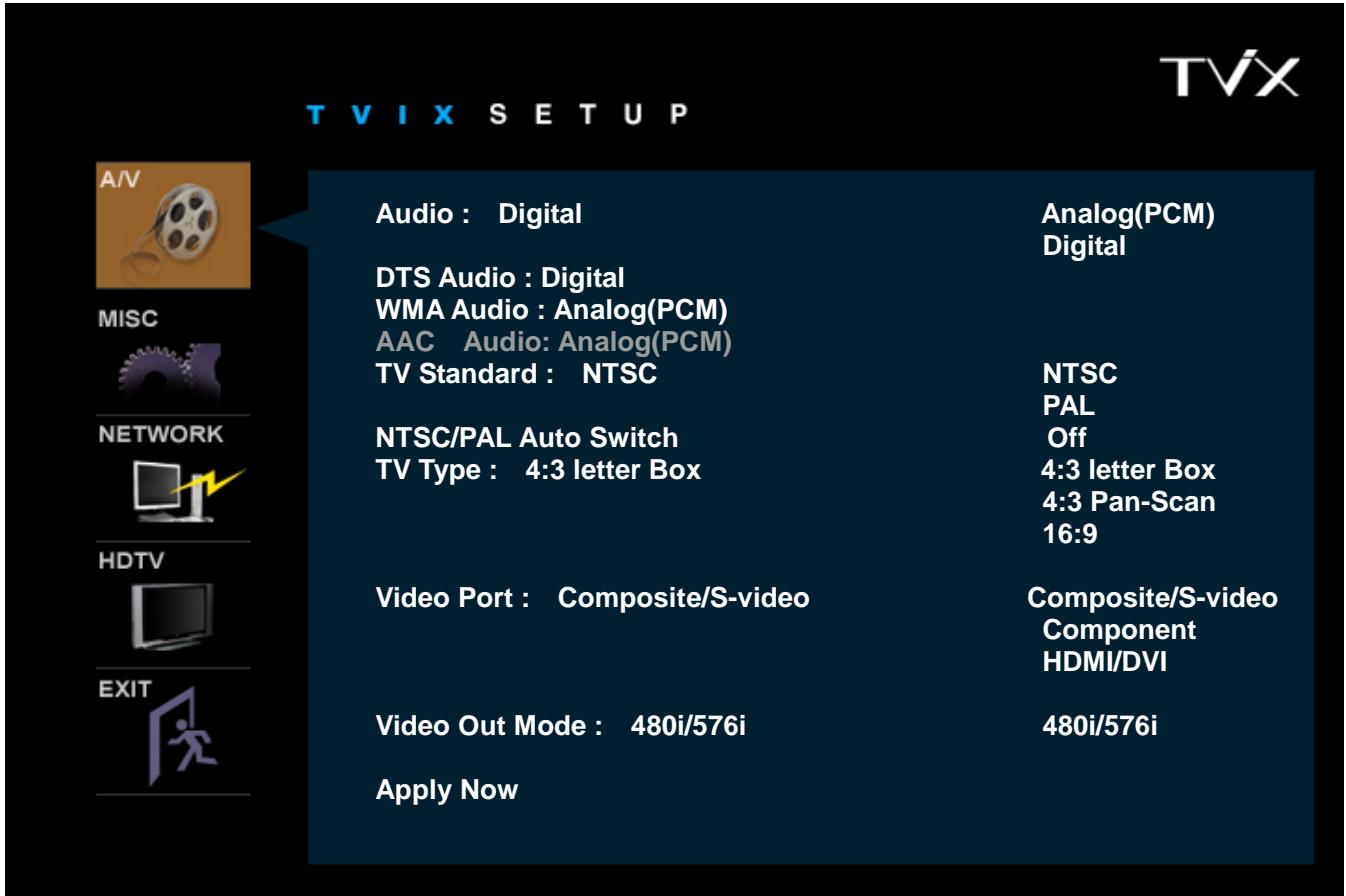 TVIX HD M-5100SH - Audio/Video Setting - 1