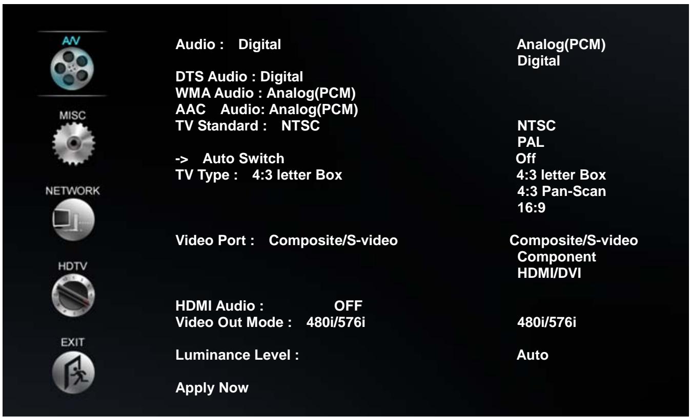 TVIX HD M-6500A - Audio/Video Setting - 1