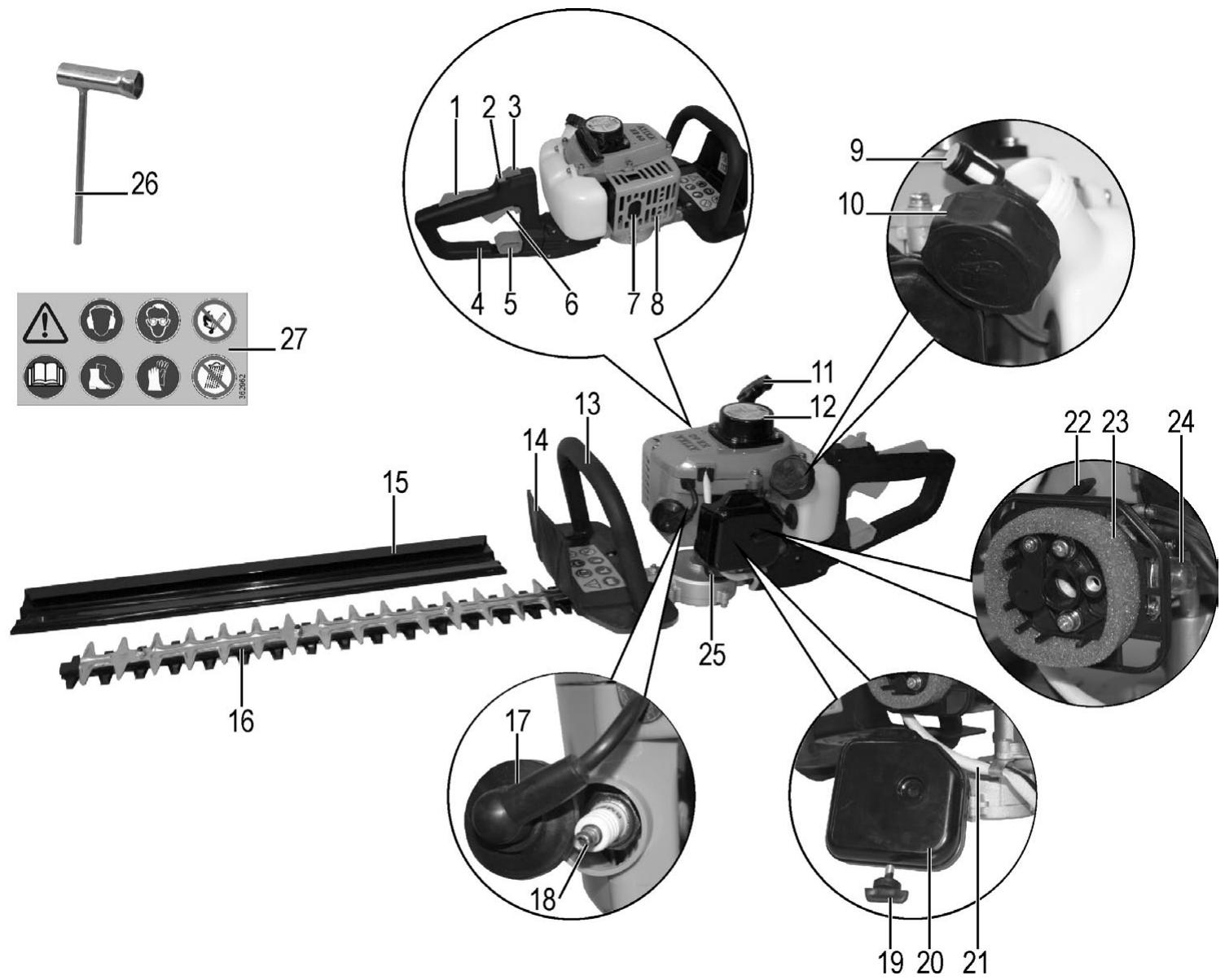 ATIKA HB 60 - Opis naprave / Nadomestni deli - 1