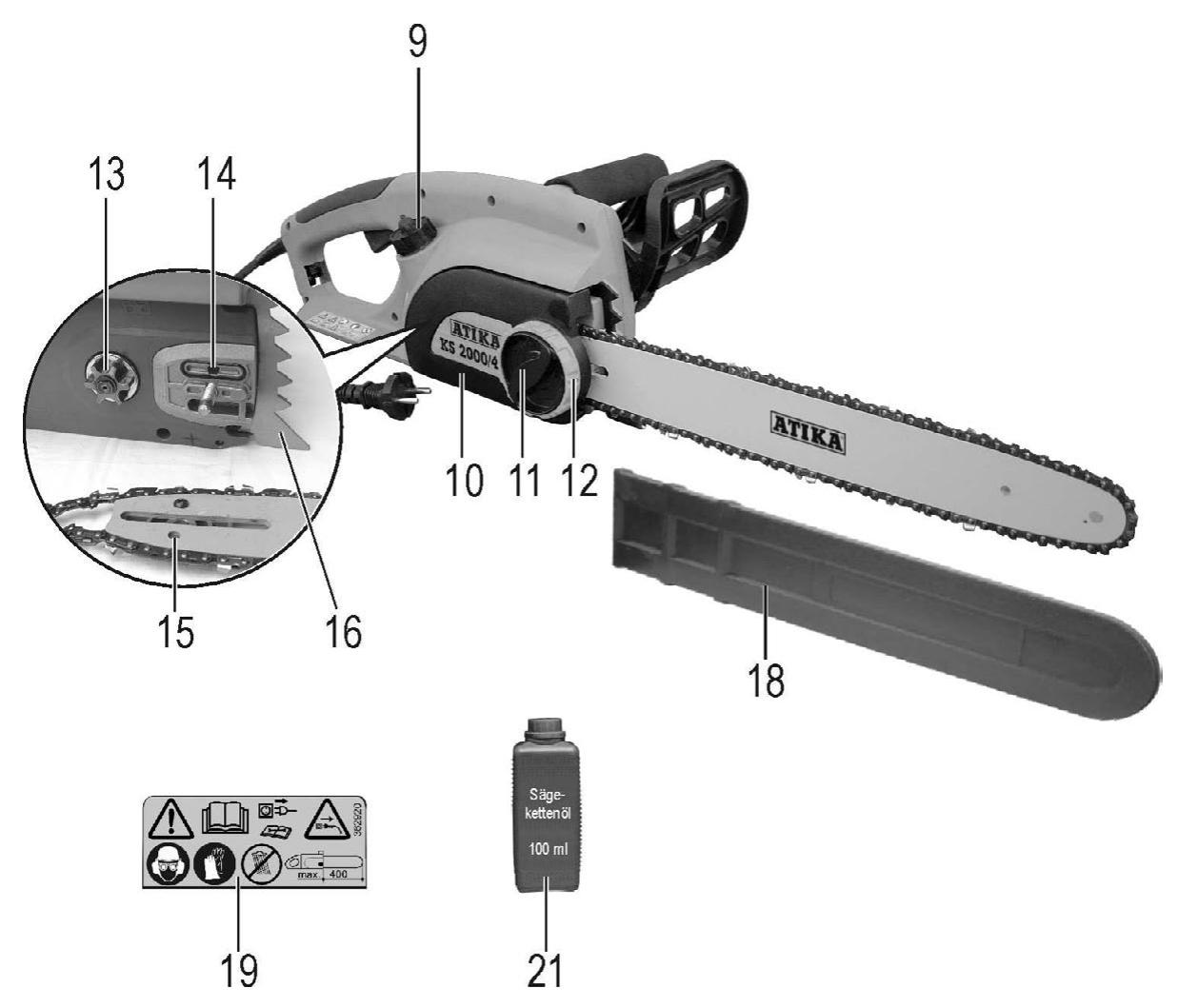 ATIKA KS 2000-40 - Opis naprave / Nadomestni deli - 3