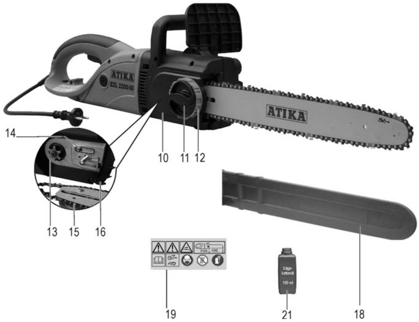 ATIKA KSL 2200-40 - Opis naprave / Nadomestni deli - 3