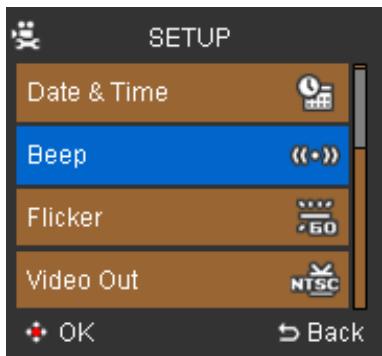 AGFAPHOTO DV-5000Z - To activate/deactivate the Beep: - 1