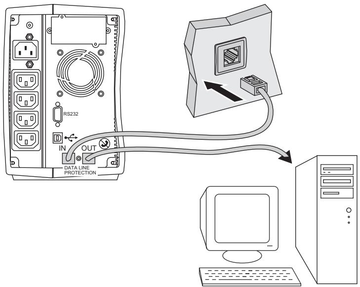 MGE UPS SYSTEMS PULSAR EVOLUTION 1500 - Raccordement de la protection de la ligne de données (facultatif) - 2