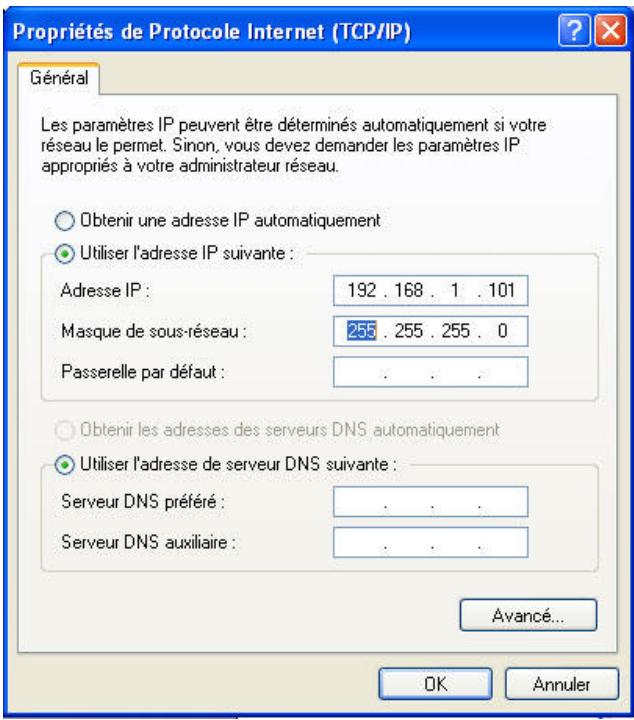COMET LABS JS100 - ETAPE 2 - Vérification des paramètres TCP/IP Assurez-vous que les paramètres réseau TCP/IP de votre ordinateur peuvent permettre l'accès au JS100. - 5