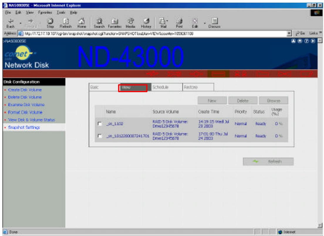 COMET LABS ND45000 - Viewing Snapshot Status - 1