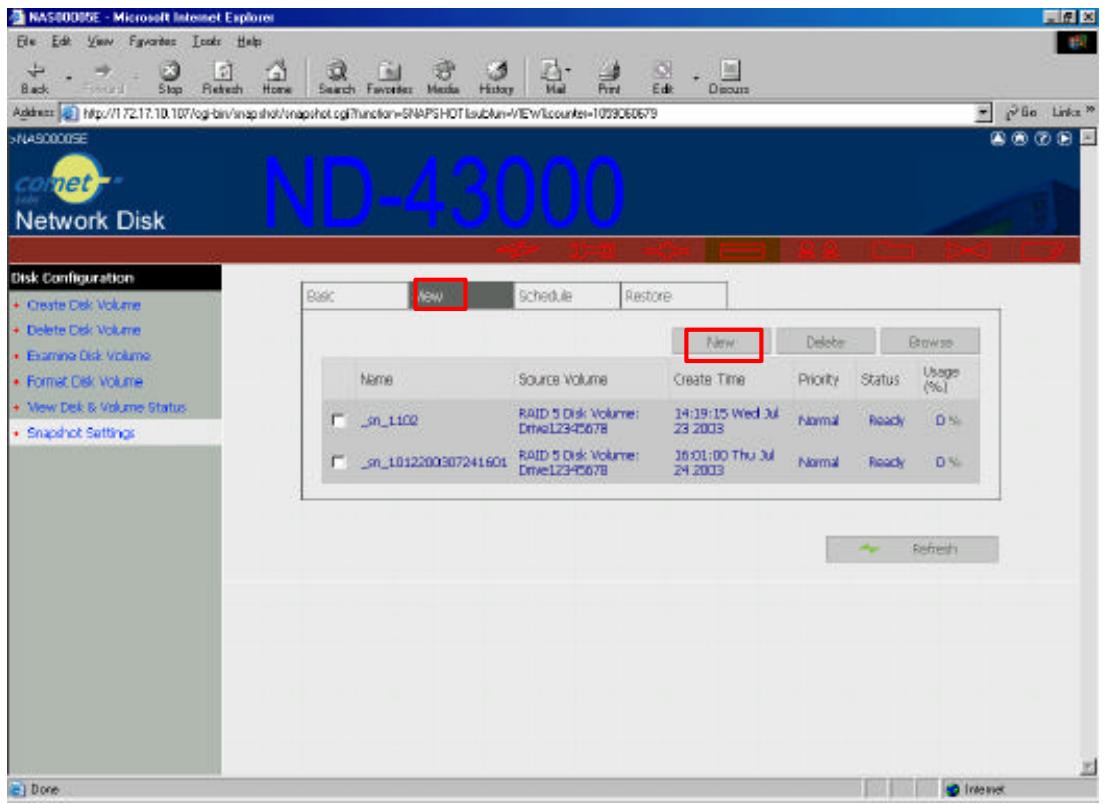 COMET LABS ND45000 - Creating a Snapshot or a Schedule - 1