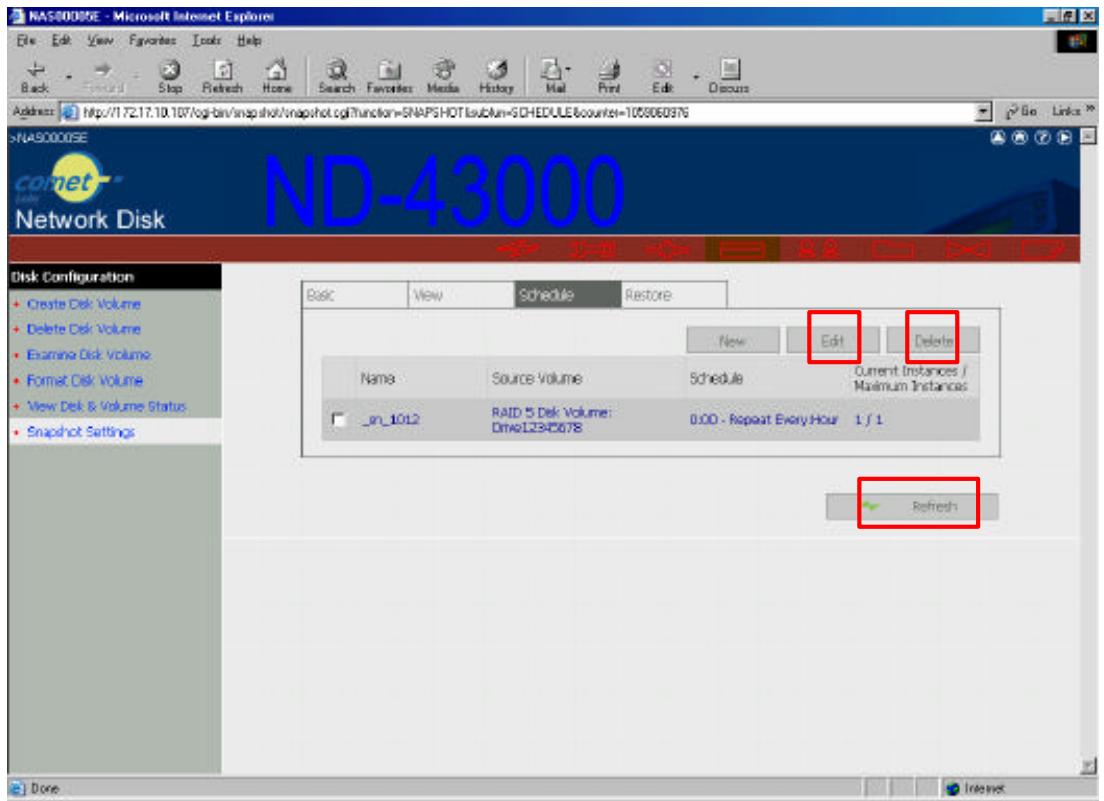 COMET LABS ND45000 - Creating a Snapshot or a Schedule - 3