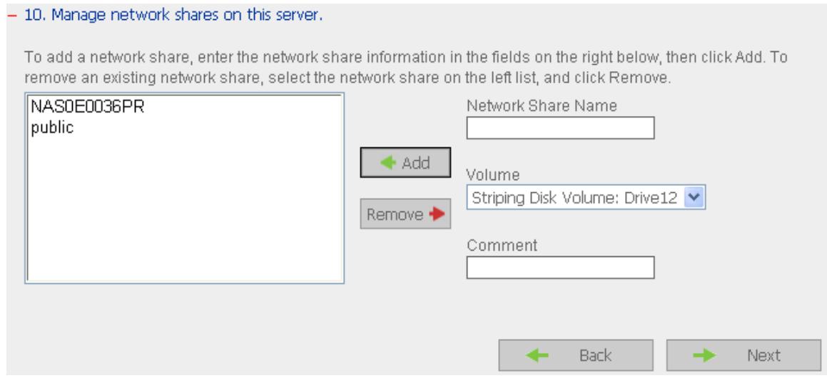 COMET LABS ND52000 - Step 10. Manage network shares on this server. - 1