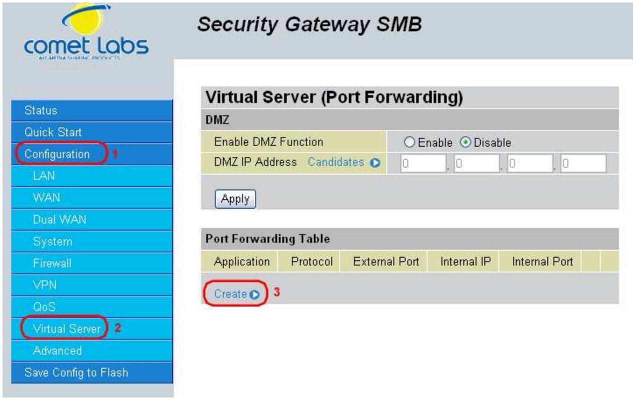 COMET LABS RF10 - Port Forwarding Table - 1