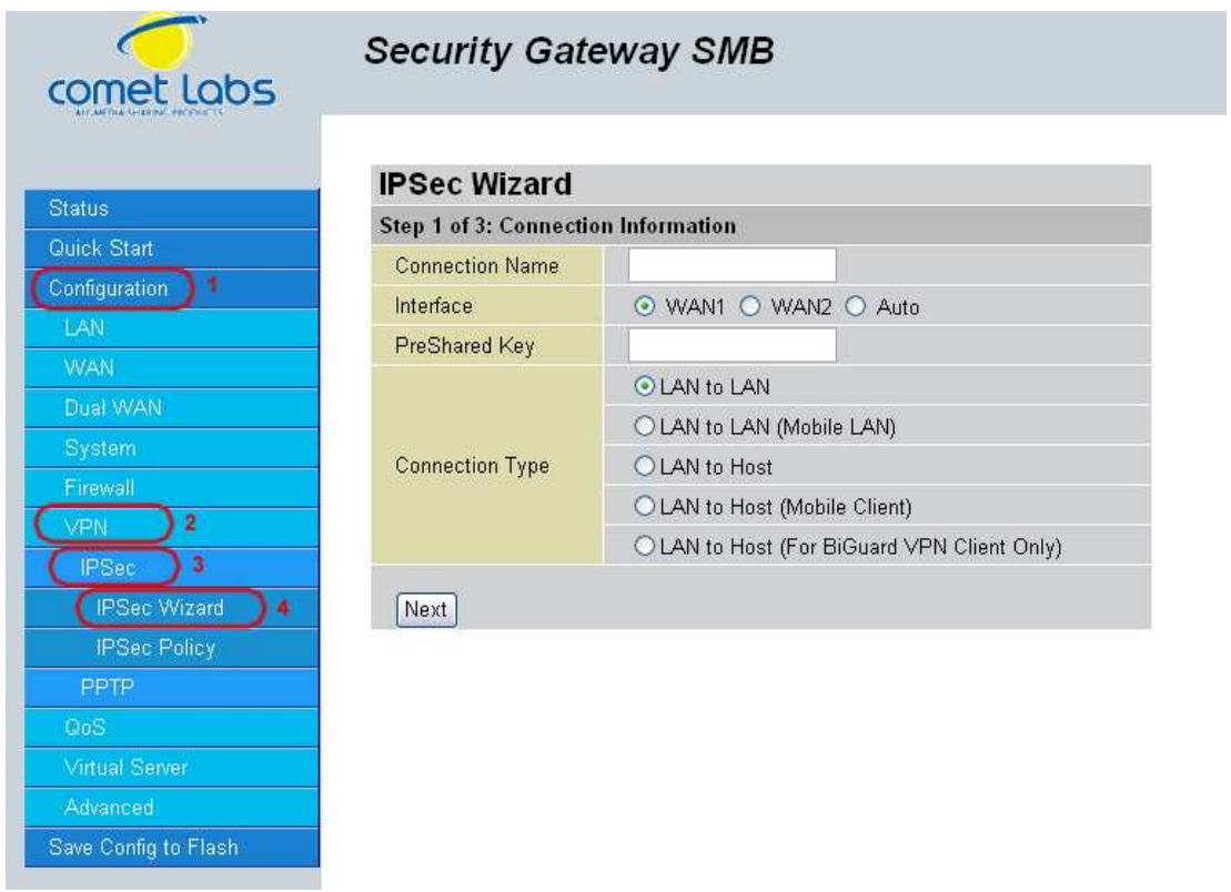 COMET LABS RF10 - IPSec Wizard - 1