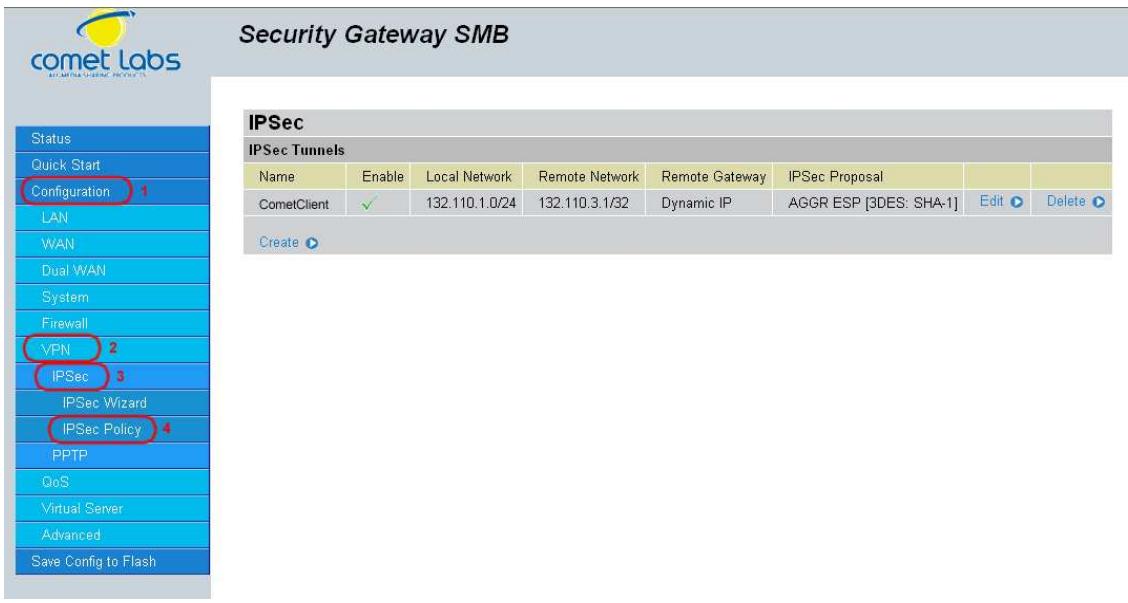 COMET LABS RF10 - IPSec Policy - 1