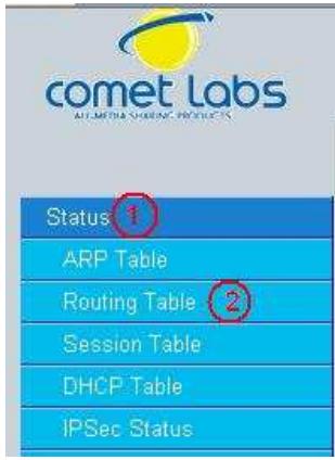 COMET LABS RF10 - Routing Table - 1