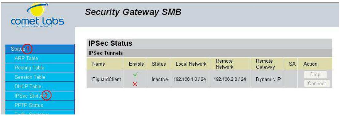 COMET LABS RF10 - IPSec Status - 1