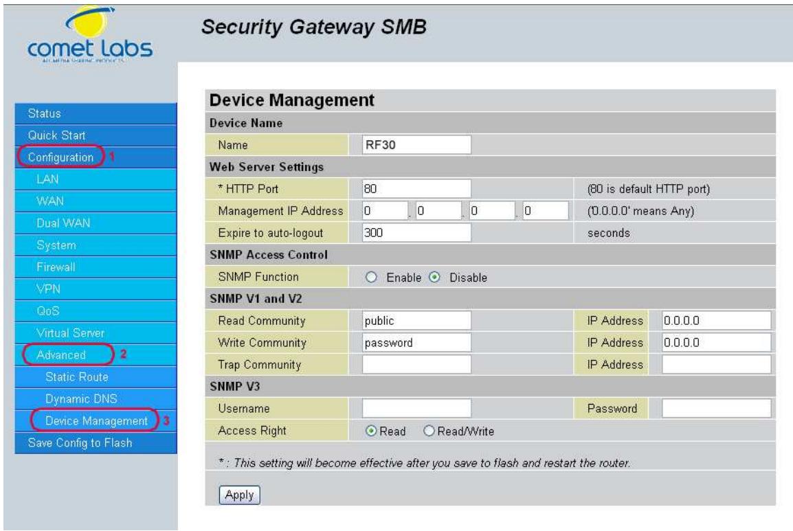 COMET LABS RF30 - Device Management - 1