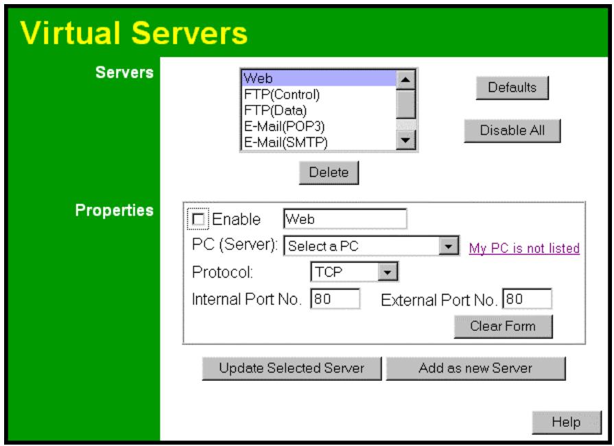 COMET LABS WRB24 - Virtual Servers Screen - 1
