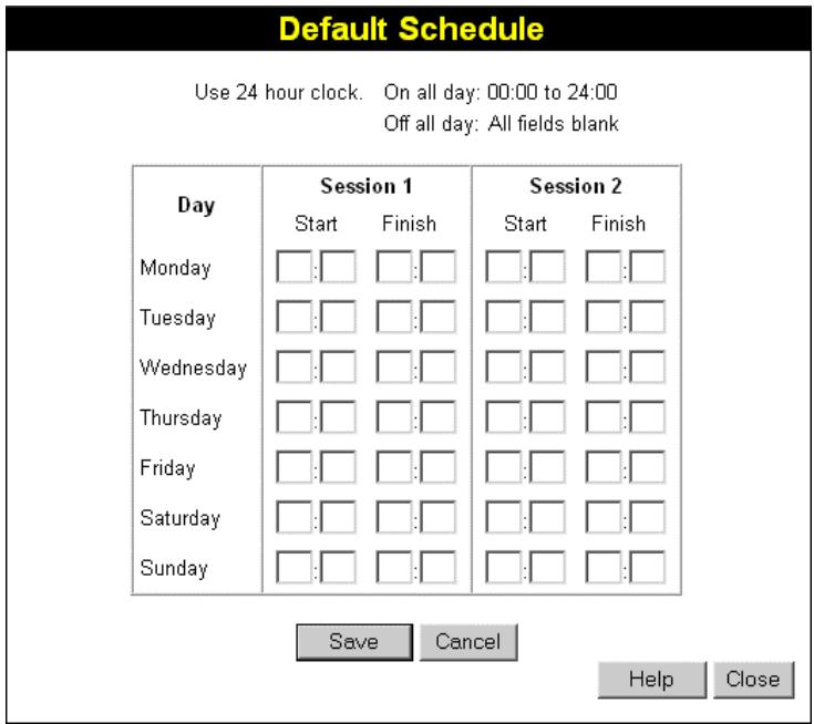 COMET LABS WRB24 - Default Schedule Screen - 1