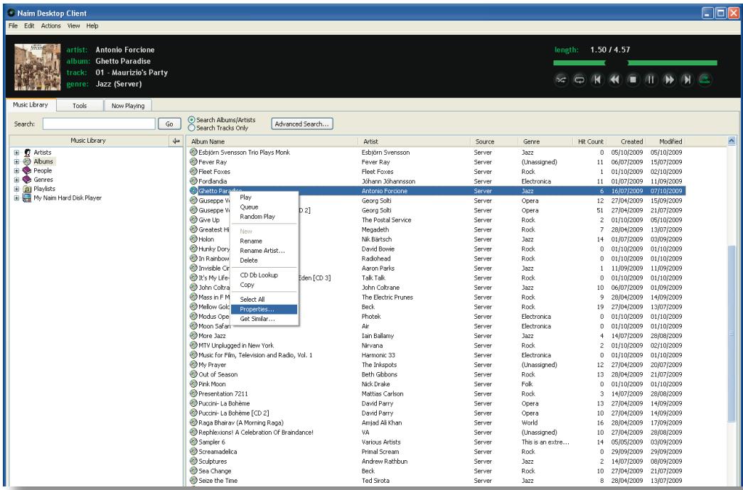 NAIM HDX DESKTOP - Album Properties - 1