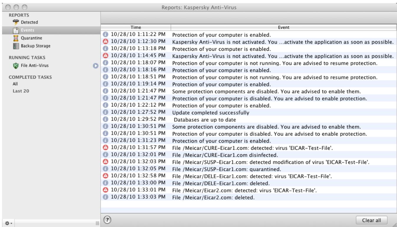 KASPERSKY ANTI-VIRUS 2011 - REPORTS - 1