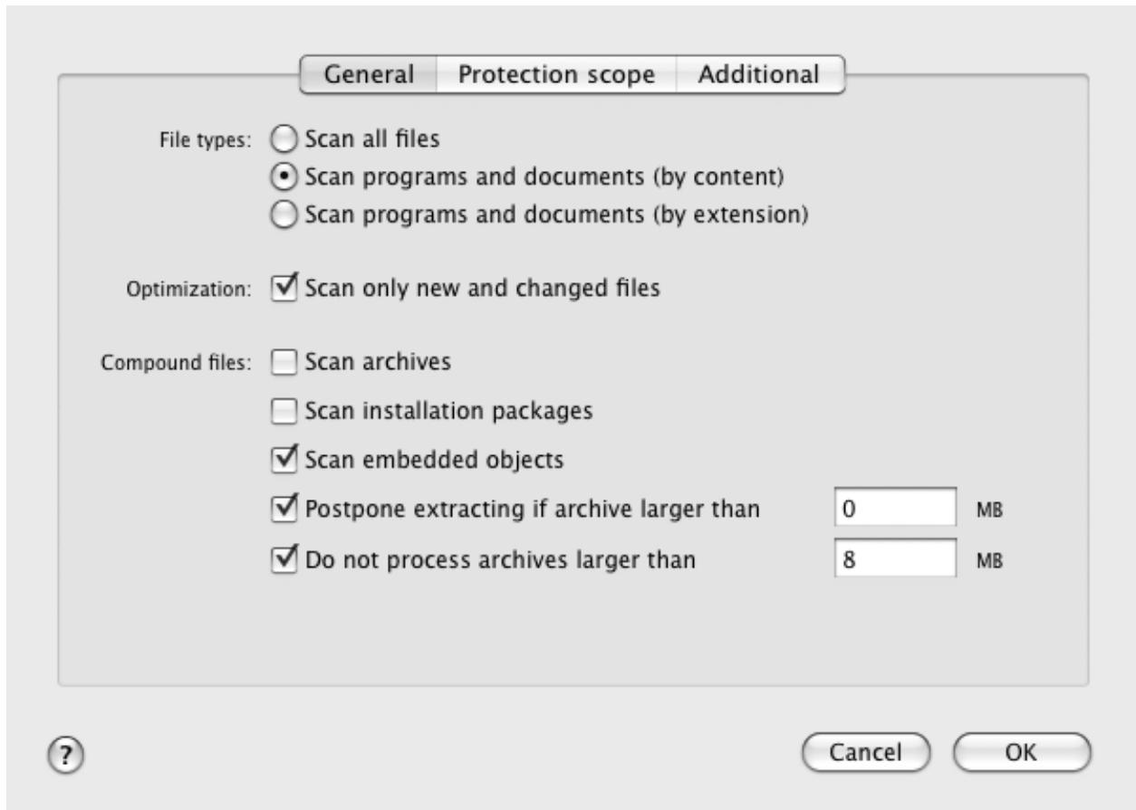 KASPERSKY ANTI-VIRUS 2011 - SPECIFYING THE TYPES OF FILES TO SCAN - 1