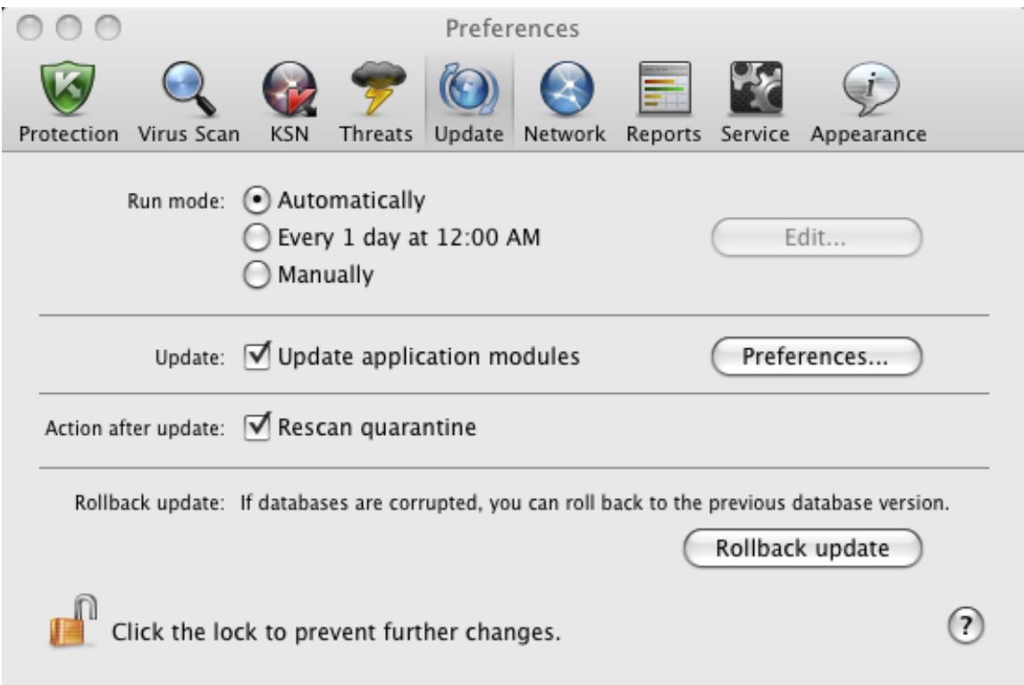 KASPERSKY ANTI-VIRUS 2011 - SELECTING THE UPDATE MODE AND OBJECTS - 1