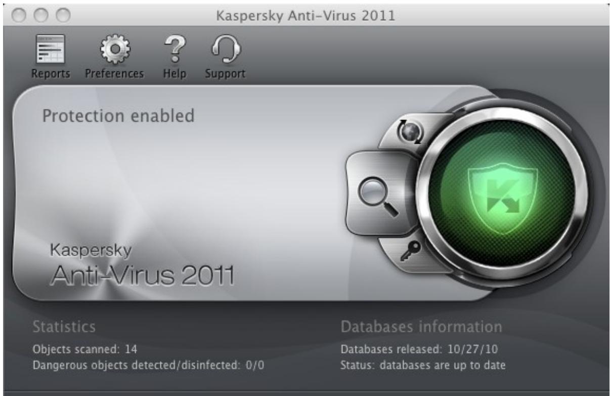 KASPERSKY ANTI-VIRUS 2011 - MAIN APPLICATION WINDOW - 1