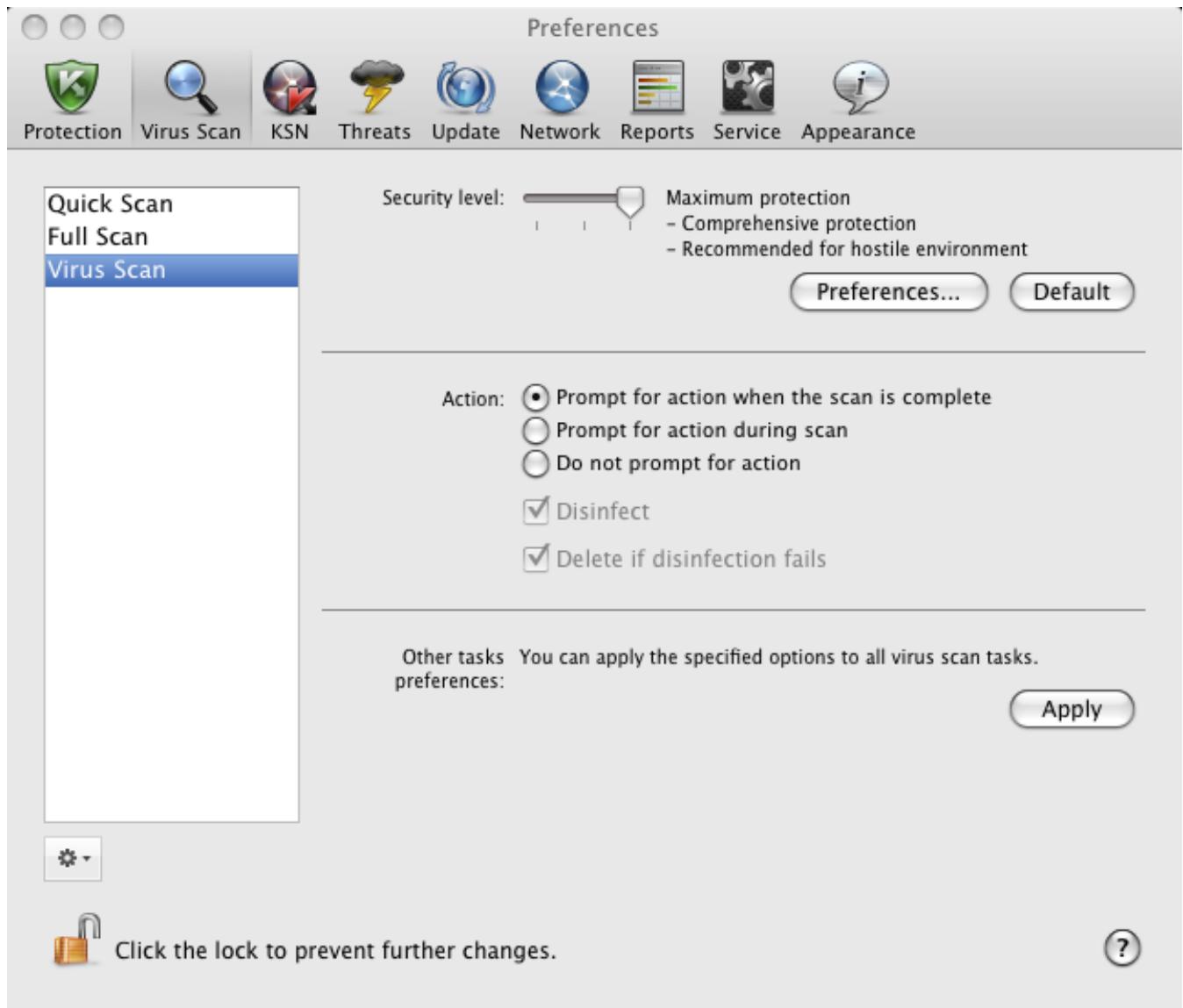 KASPERSKY ANTI-VIRUS 2011 FOR MAC - SELECTING THE SECURITY LEVEL - 1
