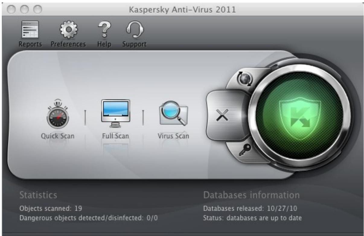 KASPERSKY ANTI-VIRUS 2011 FOR MAC - LAUNCHING / PAUSING VIRUS SCAN TASK - 1