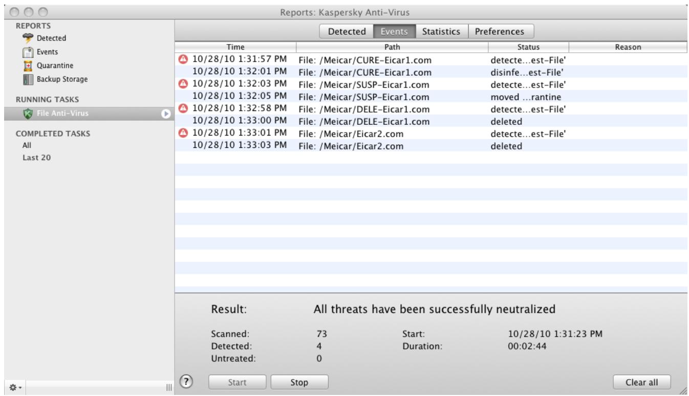 KASPERSKY ANTI-VIRUS 2011 FOR MAC - To view the report: - 1