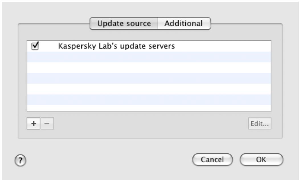 KASPERSKY ANTI-VIRUS 2011 FOR MAC - SELECTING AN UPDATE SOURCE - 1