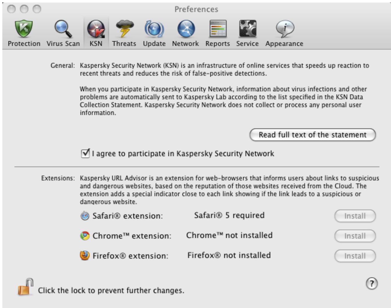 KASPERSKY ANTI-VIRUS 2011 FOR MAC - PARTICIPATING IN KASPERSKY SECURITY NETWORK - 1